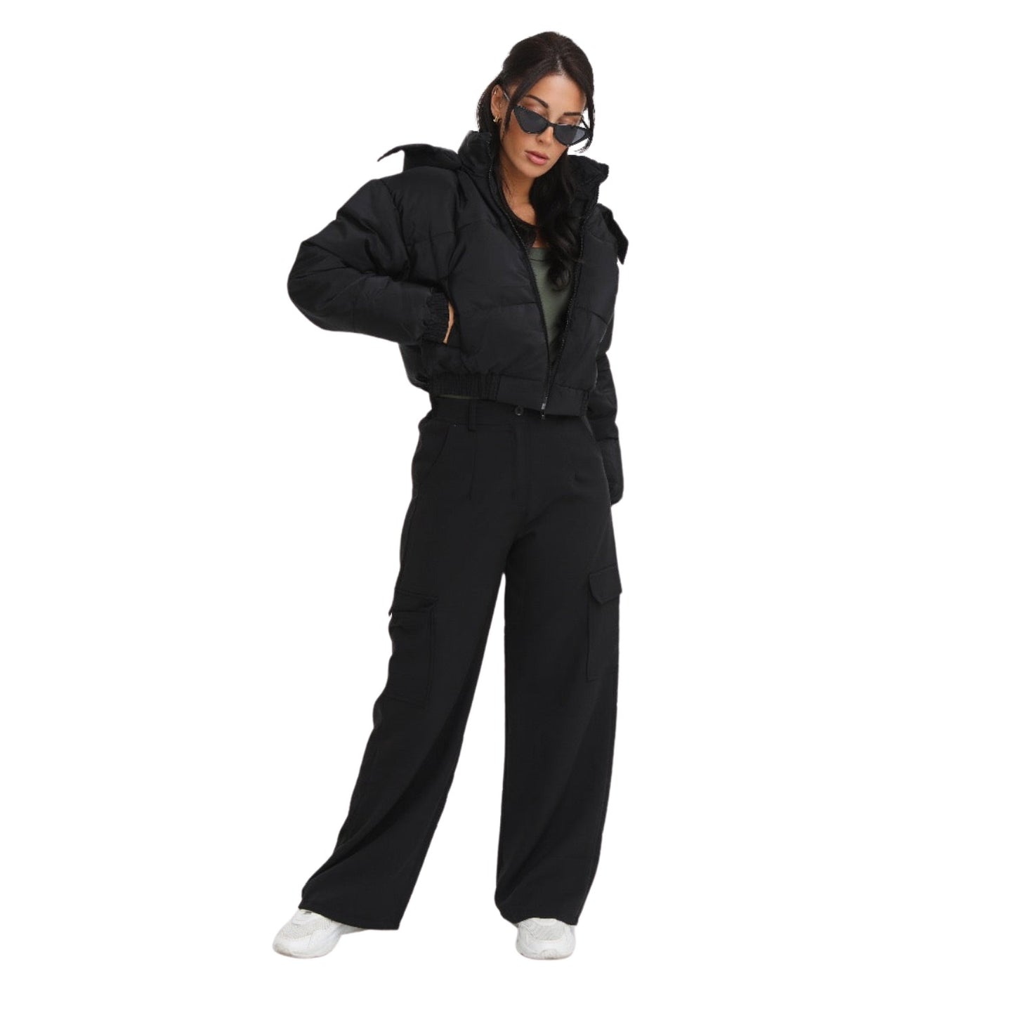 Plain Bomber Jacket with Hooded Hem Detail for Stylish Casual Outwear