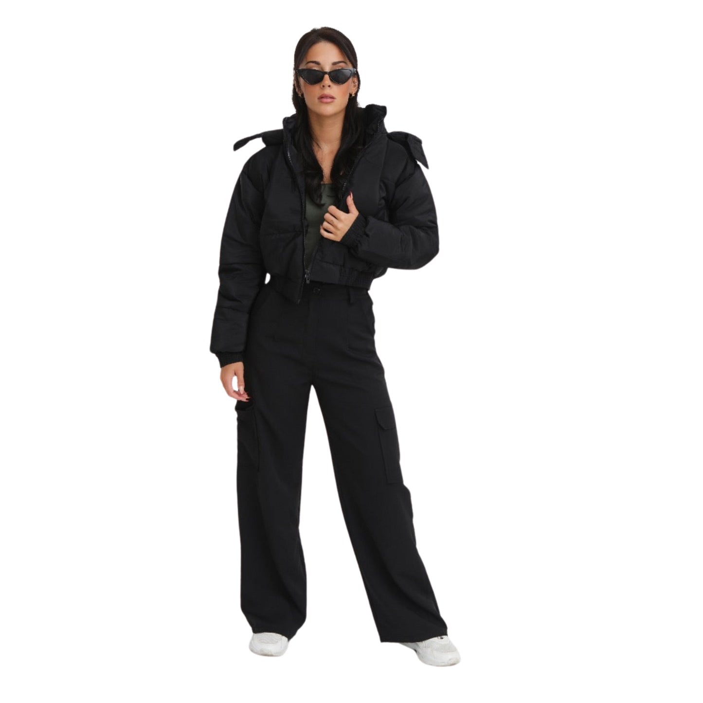 Plain Bomber Jacket with Hooded Hem Detail for Stylish Casual Outwear