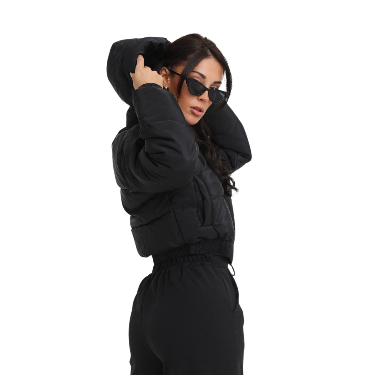 Plain Bomber Jacket with Hooded Hem Detail for Stylish Casual Outwear