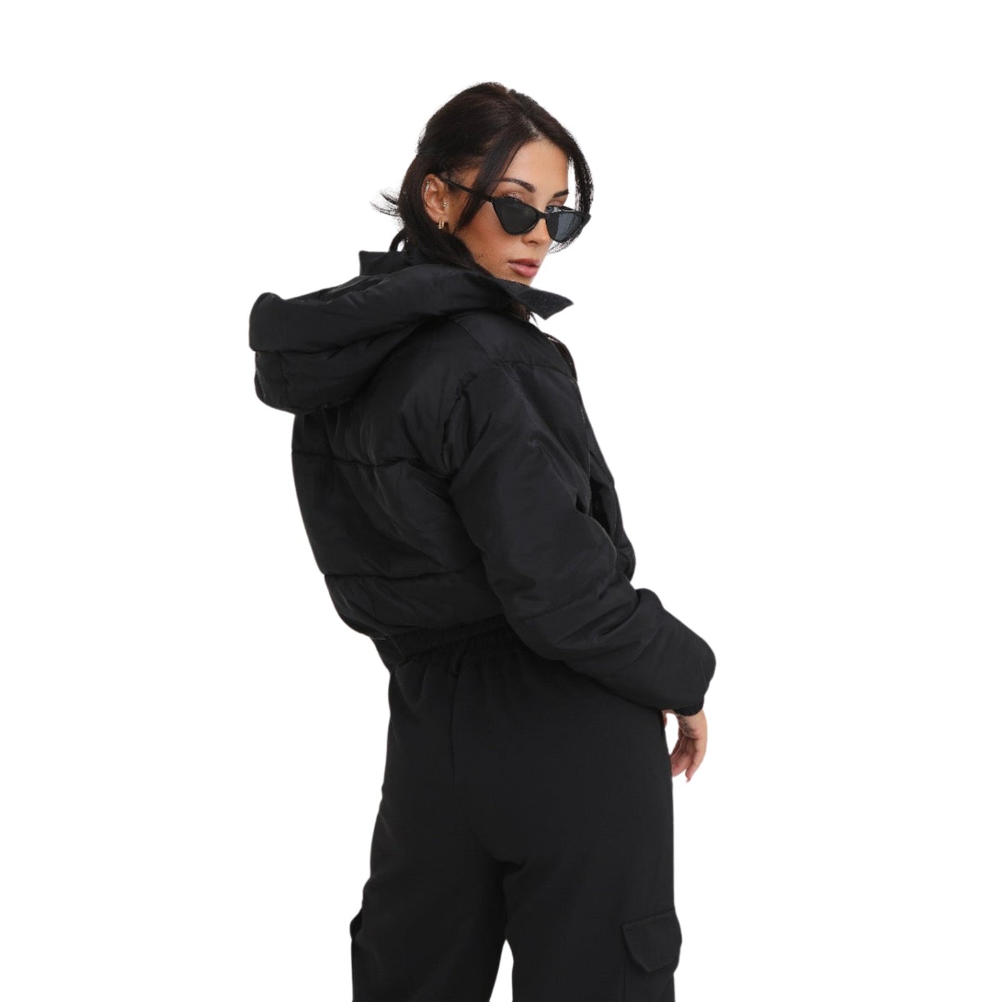 Plain Bomber Jacket with Hooded Hem Detail for Stylish Casual Outwear