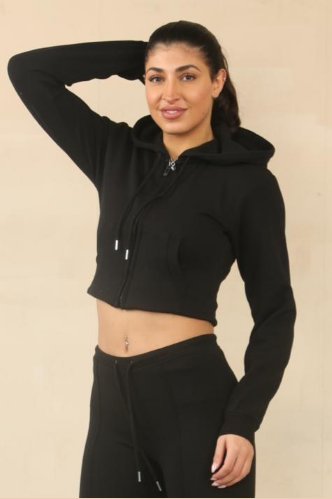 Interlock Cropped Zip Hoodie & Bell Bottom Trousers Set