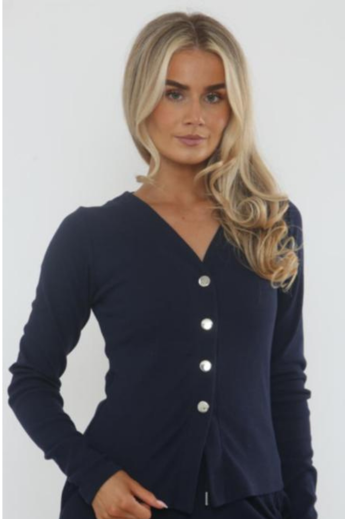 Soft Rib V Cardigan Set