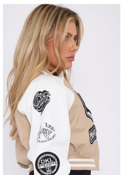 PU Cropped Varsity Jacket