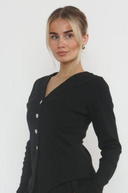 Soft Rib V Cardigan Set