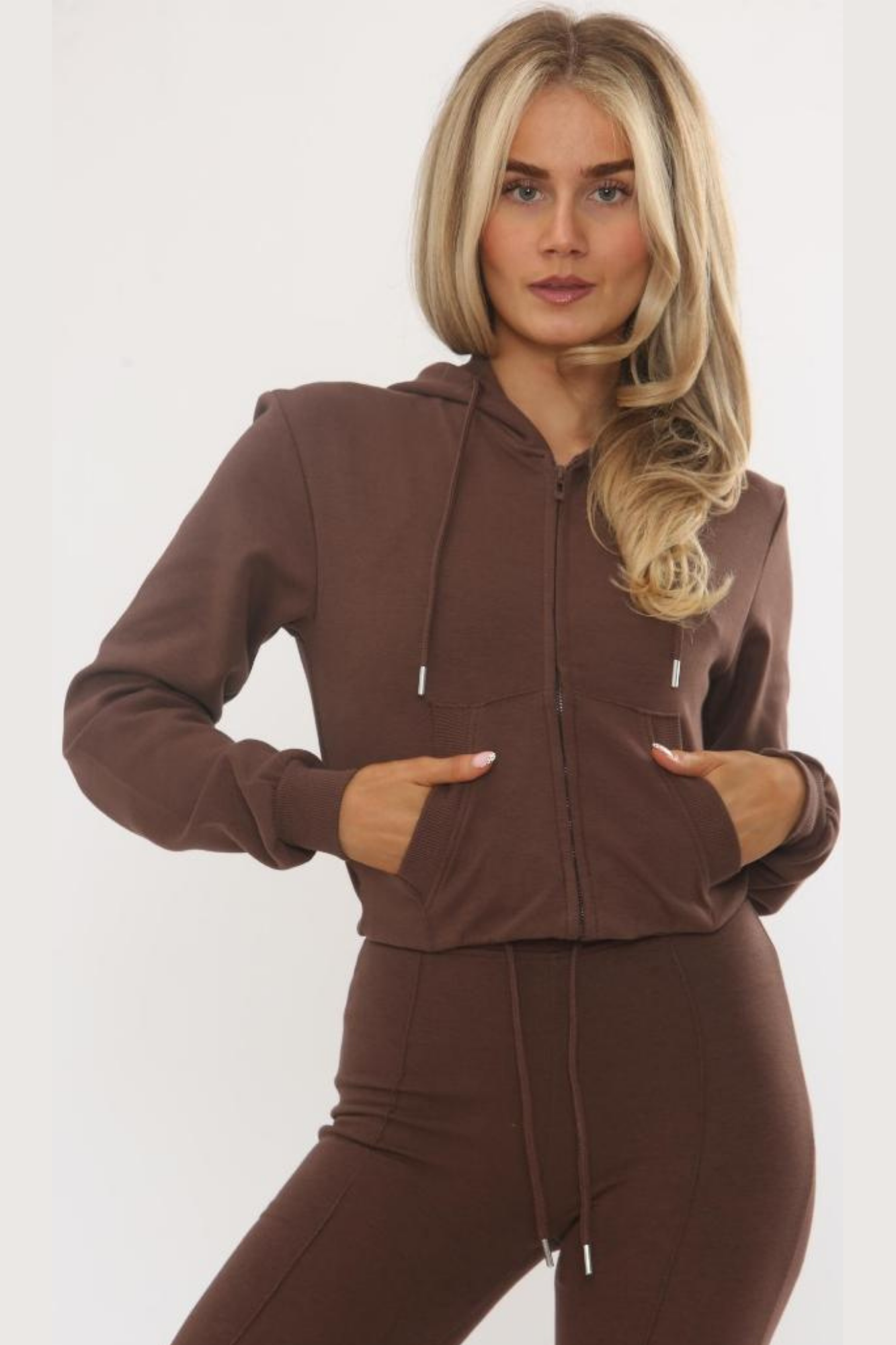 Interlock Cropped Zip Hoodie & Bell Bottom Trousers Set