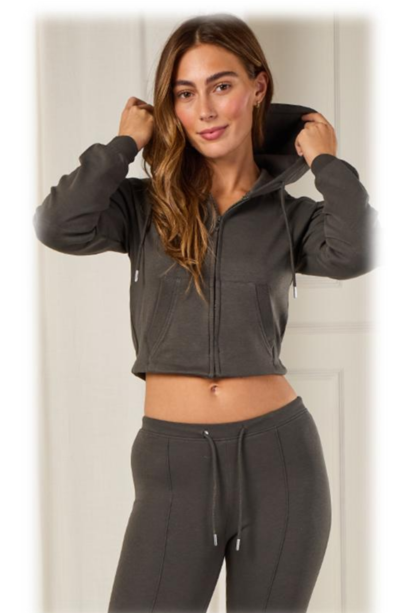 Interlock Cropped Zip Hoodie & Bell Bottom Trousers Set