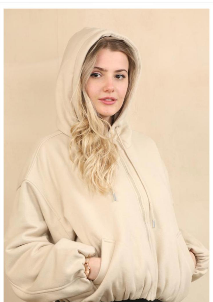 Bubble Hem Cropped Fleece Lined Jacket