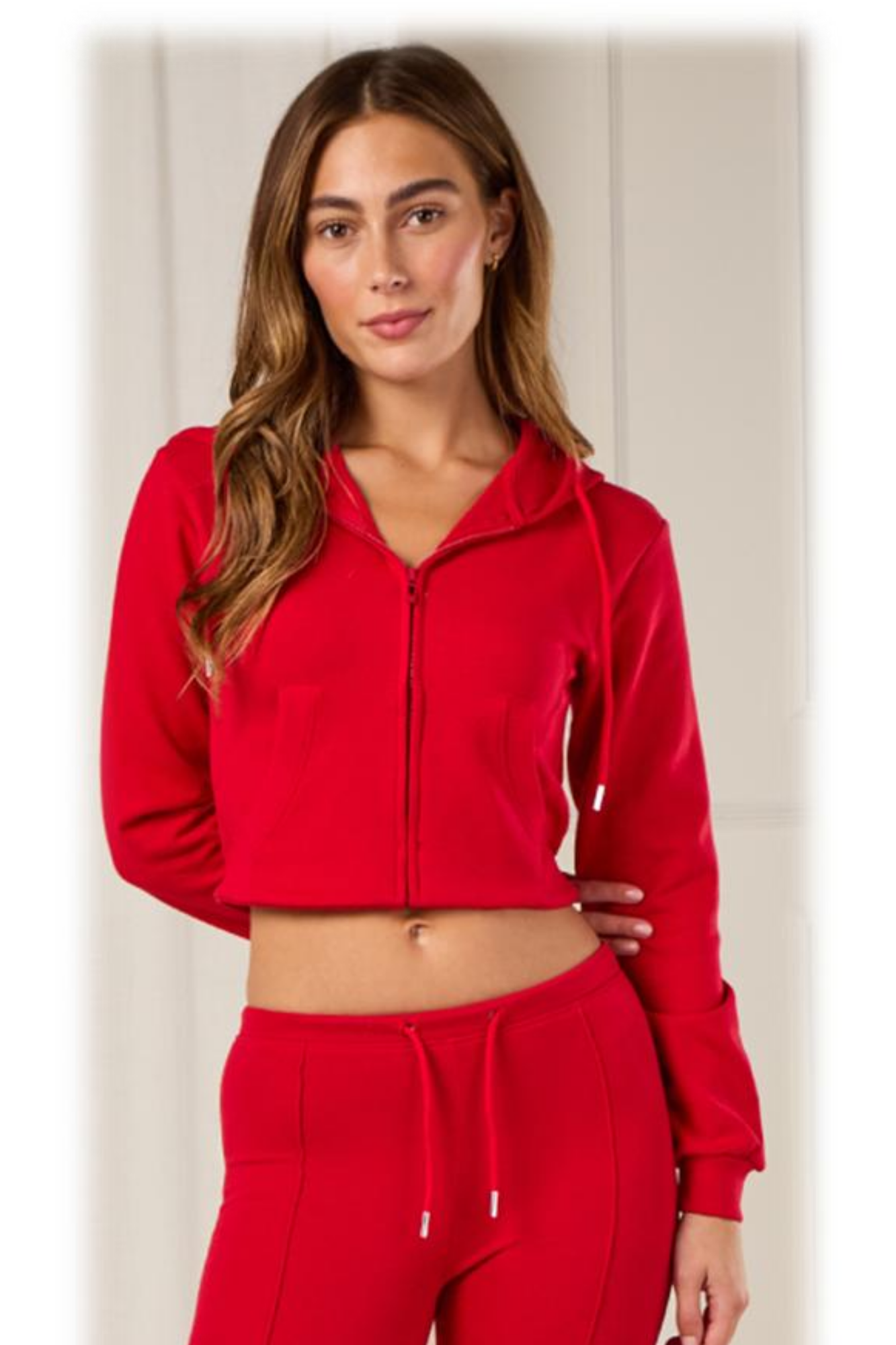 Interlock Cropped Zip Hoodie & Bell Bottom Trousers Set