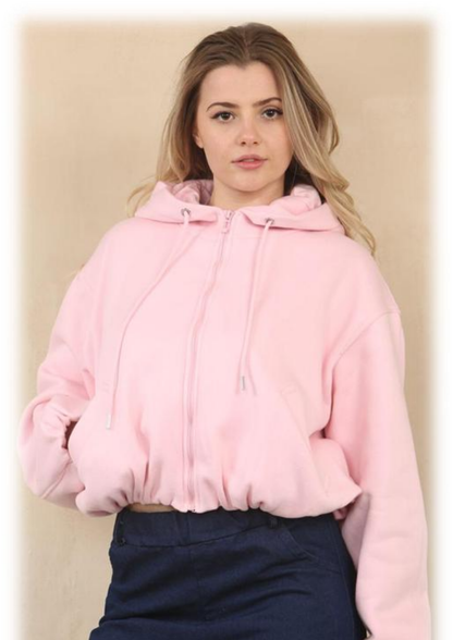 Bubble Hem Cropped Fleece Lined Jacket