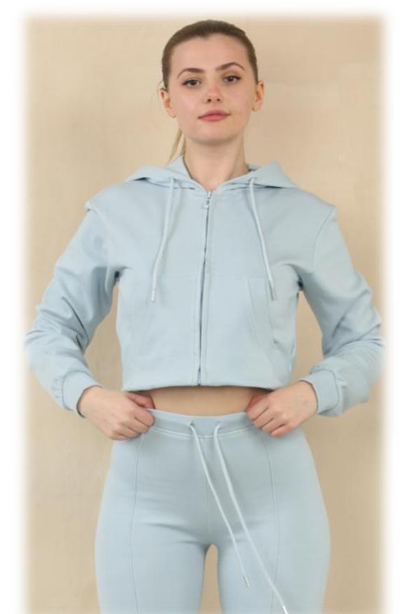 Interlock Cropped Zip Hoodie & Bell Bottom Trousers Set