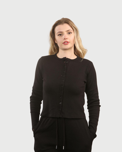 Fine Ribbed Button Up Top & Trousers