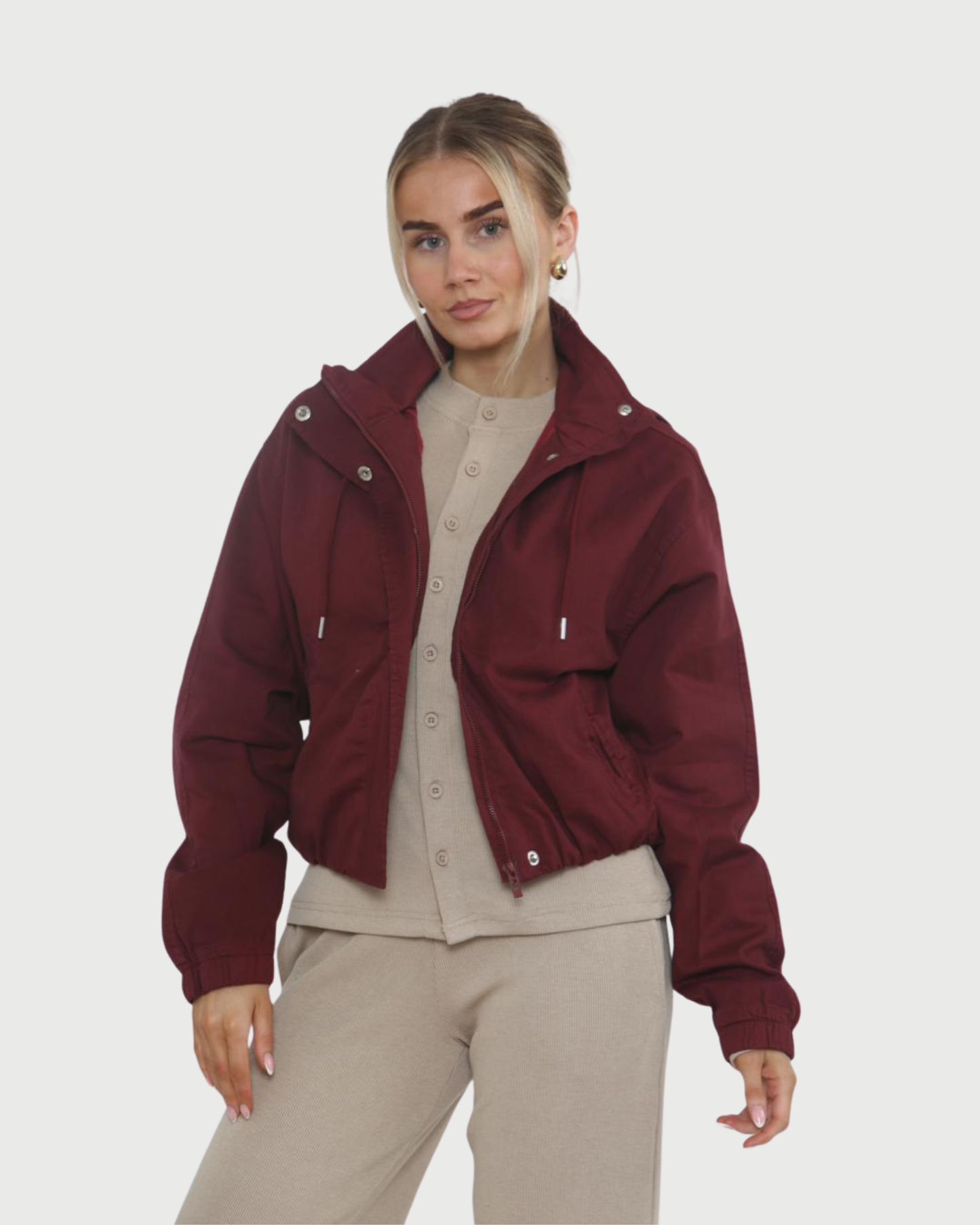 Bubble Hem Cropped Fleece Lined Jacket