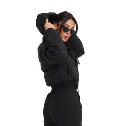 Plain Bomber Jacket with Hooded Hem Detail for Stylish Casual Outwear