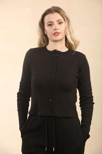 Fine Ribbed Button Up Top & Trousers