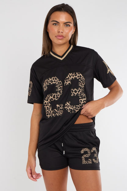 Oversized Leopard Print Number T-Shirt