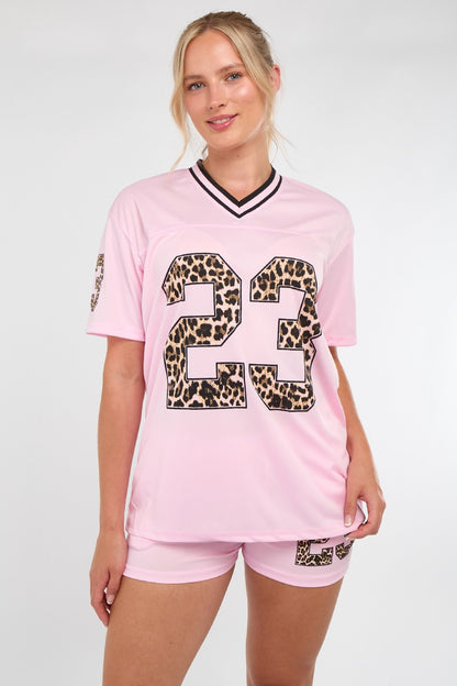 Oversized Leopard Print Number T-Shirt