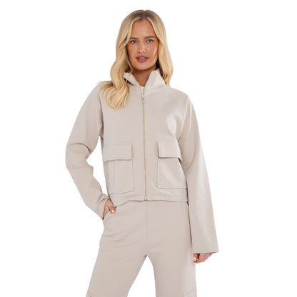 Interlock Airport Fleece Suit – Lightweight Cargo Tracksuit Slate Oatmeal