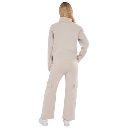 Interlock Airport Fleece Suit – Lightweight Cargo Tracksuit Slate Oatmeal