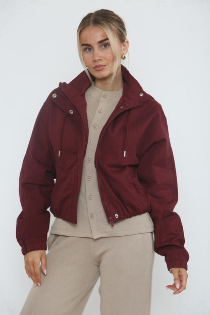 Bubble Hem Cropped Fleece Lined Jacket