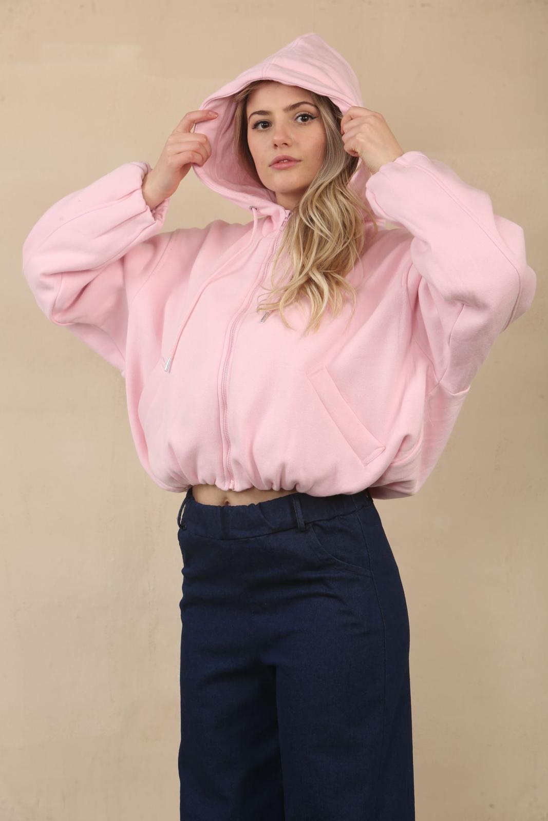 Bubble Hem Cropped Fleece Lined Jacket