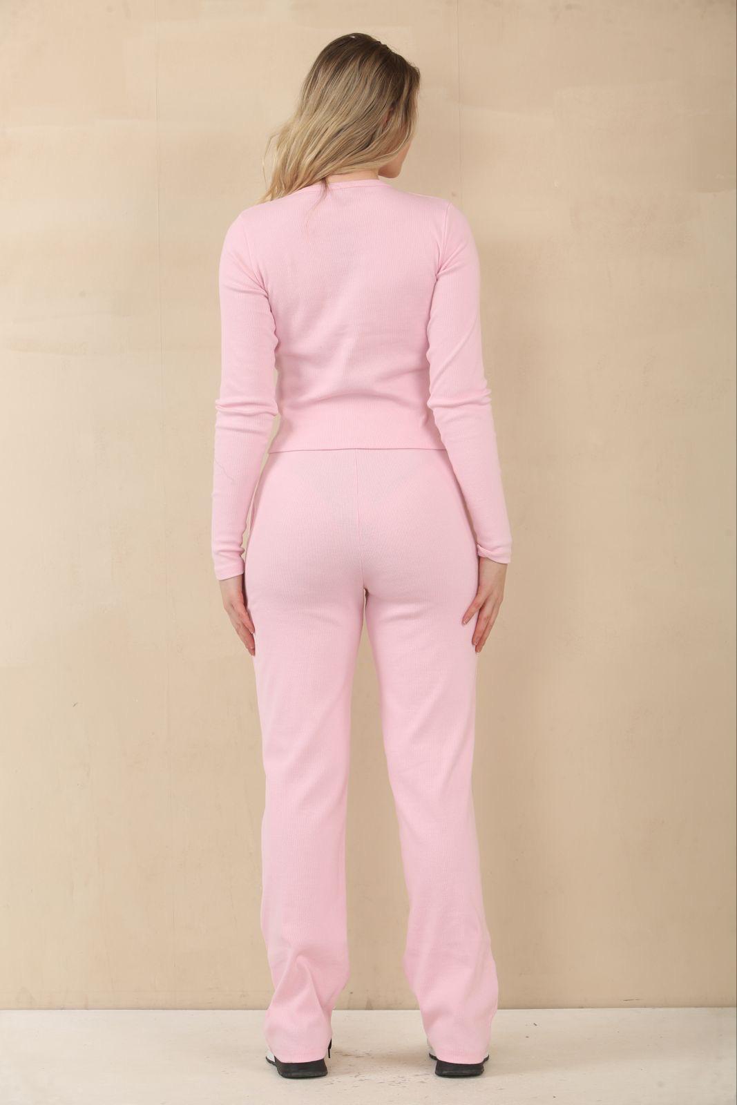 Fine Ribbed Button Up Top & Trousers