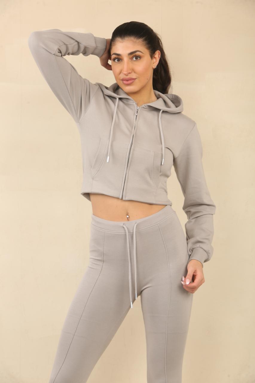 Cropped Zip Lounge Set