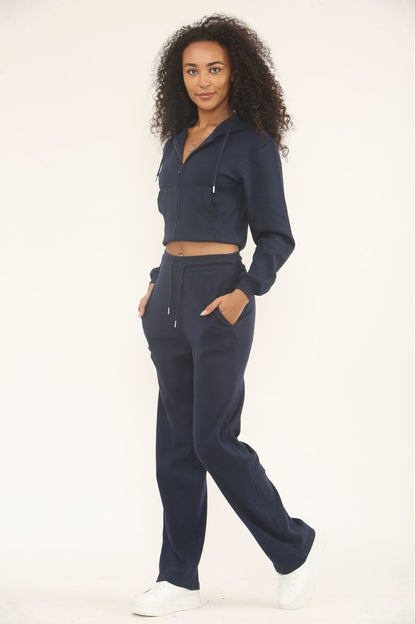 Cropped Zip Lounge Set